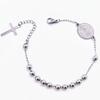 5mm Edelstahl Perle Religiöses Kreuz Armband