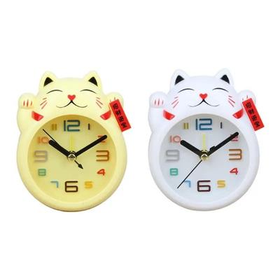 Cartoon Kids Alarm Clock White Table Clock Feng Shui Figure Clock Lucky Cat Alarm Clock  Kids