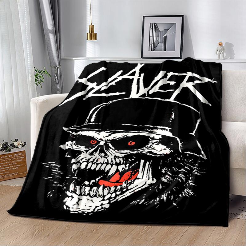 3D Retro Band Slayer Heavy Metal Rcck Sign Blanket,Soft Throw Blanket for Home Bedroom Bed Sofa Travel Cover Kid Gift