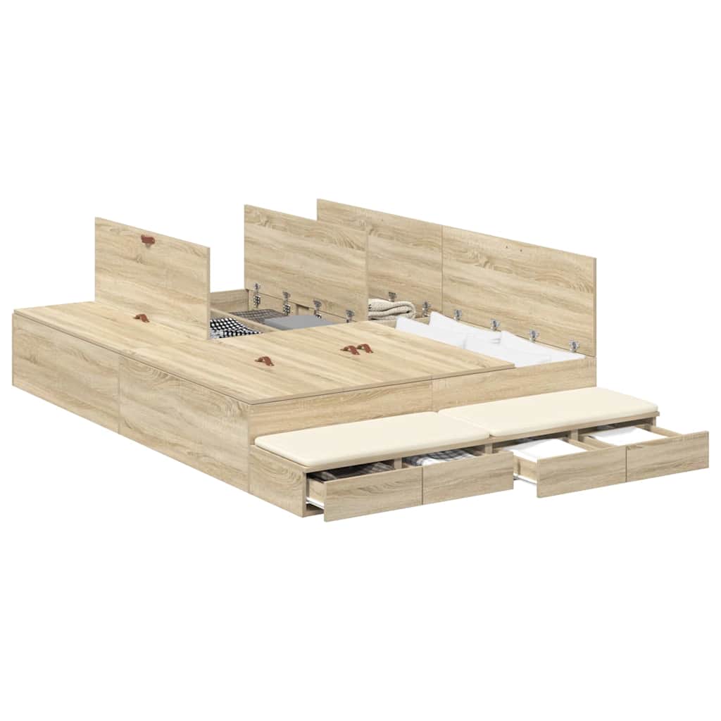 Stauraumbettgestell Sonoma Eiche 140 cm Holzwerkstoff