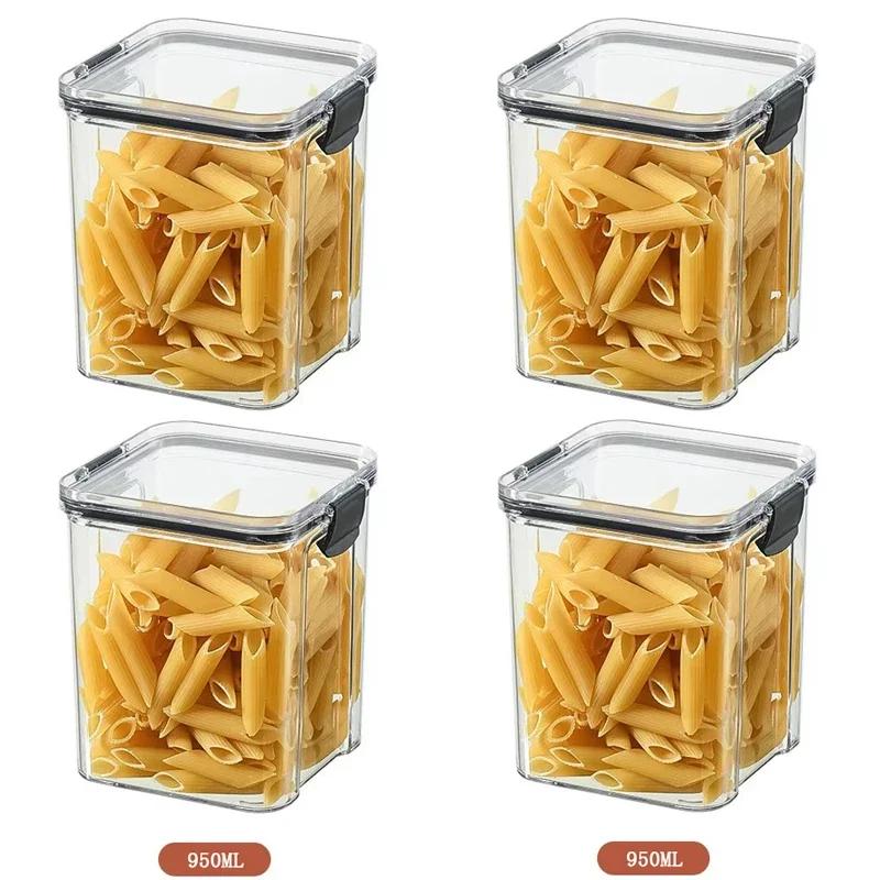 460/700/950/1300/1800ml Tjock Förseglad Förvaringstank Transparent Fyrkantig Förvaringslåda för Torkad Frukt Kök Spannmålsförvaringsburk Behållare