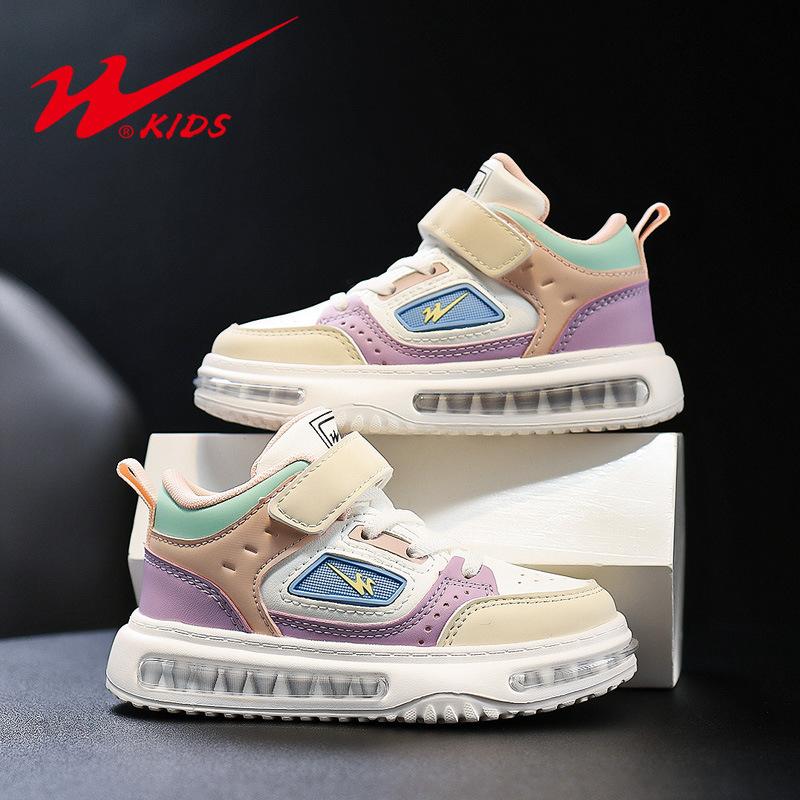 Boys and Girls Velcro Air Cushion Little White Shoes Autumn Children Board Shoes White Breathable Casual Sports Shoes