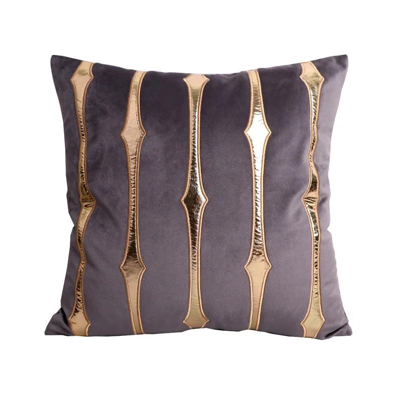 Mint Blue Velvet Cushion Cover with Gold Decor Coffee Seat Home Sofa Living Room Bed Pillowcase Funda Cojin