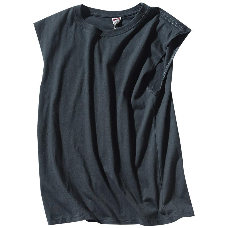 Men's Solid Color Vest Casual Sports Men Pure Cotton Round Neck Sleeveless T Shirt Vest Man Tank Tops Tees
