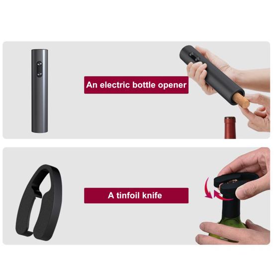 Electric Wine Opener Automatic Corkscrew Rechargeable Wine Dispenser Foil Cutter Vacuum Stopper Efficient Bottle Opener Tool for Kitchen Parties