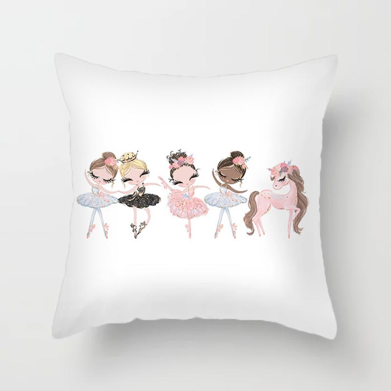 1Pcs Princess Ballerina 45x45cm Cushion Covers for Living Room Bedroom Home Decorative Sofa Cushion Case Car Throw Pillow