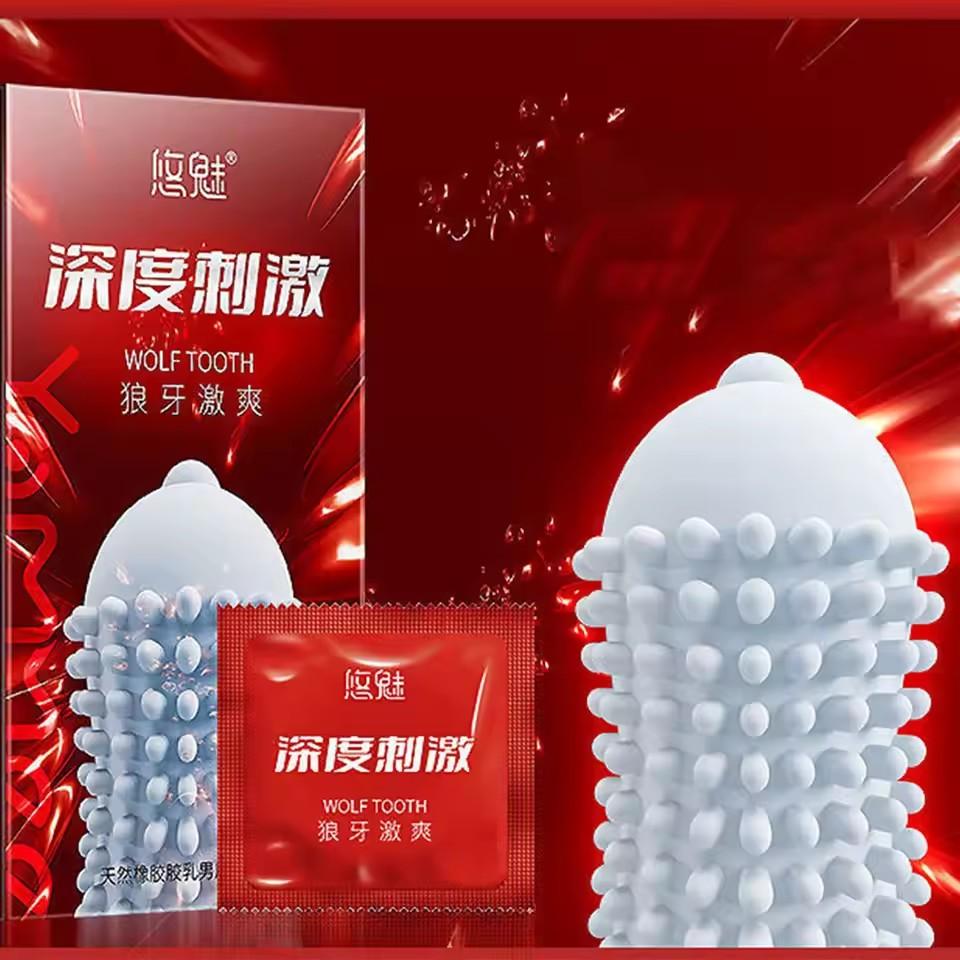 10pcs Delay Ejaculation Spiked Condoms Sex Toys For Men 18+ Big Dotted Wolf-tooth Penis Sleeve G Spot Stimulation Adults Sexshop