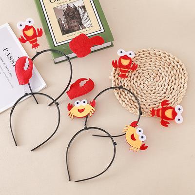 Cute Lobster Headband Fashion Party Unisex Cartoon Animal Shape Headwear Festival Dress Props Polyester/Plastic Handmade 21x19cm