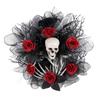 Good-Halloween Rose And Skull Tulle Wreath Adjustable Headband Halloween Wreaths For Front Door For Party Costume