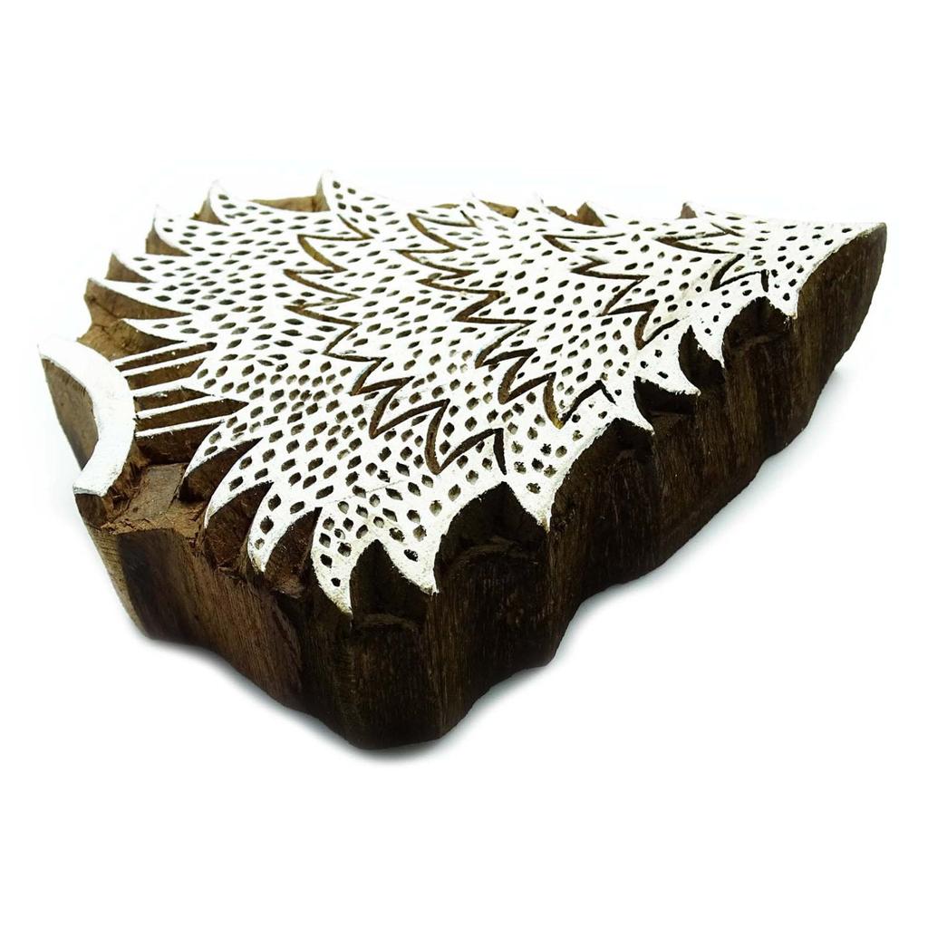 Indische Holzstempel Weihnachtsbaumstempel Handgeschnitzter Druckblock Textil