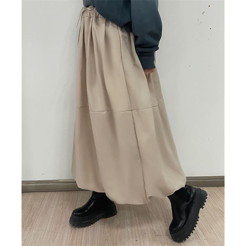 Women's Spring and Summer Retro Loose Solid Color Skirt A-line Skirt Half-body Big Swing Skirt