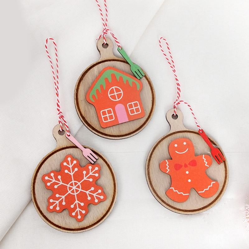 Handcrafted Wooden Holiday Cookie Decorations Safe For Kids Pet Nontoxic Paint Efficient Christmas Ornament