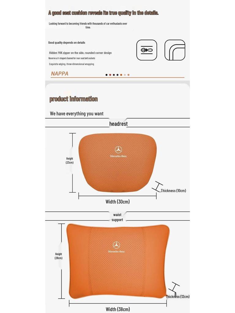 Kompatible Mercedes-Benz Kopfstützen- und Nackenstützkissen für Modelle der A-Klasse, C-Klasse, E-Klasse, E300L, GLC, GLACLE und Maybach.
