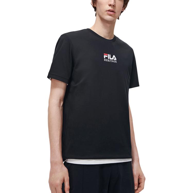 Fila T Shirts Men's Jet Black Crew Neck Moderate Straight Fit F11M318107FBK