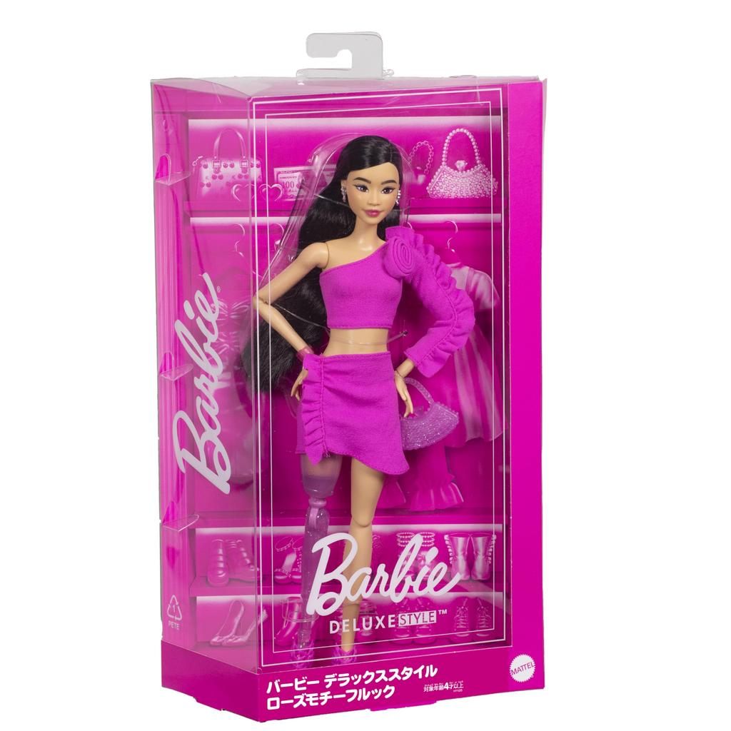 Barbie Deluxe Style Rose Motif Look Dress Up Doll House Pretend Play Barbie Doll Ages 4 and Up Pink HYV26