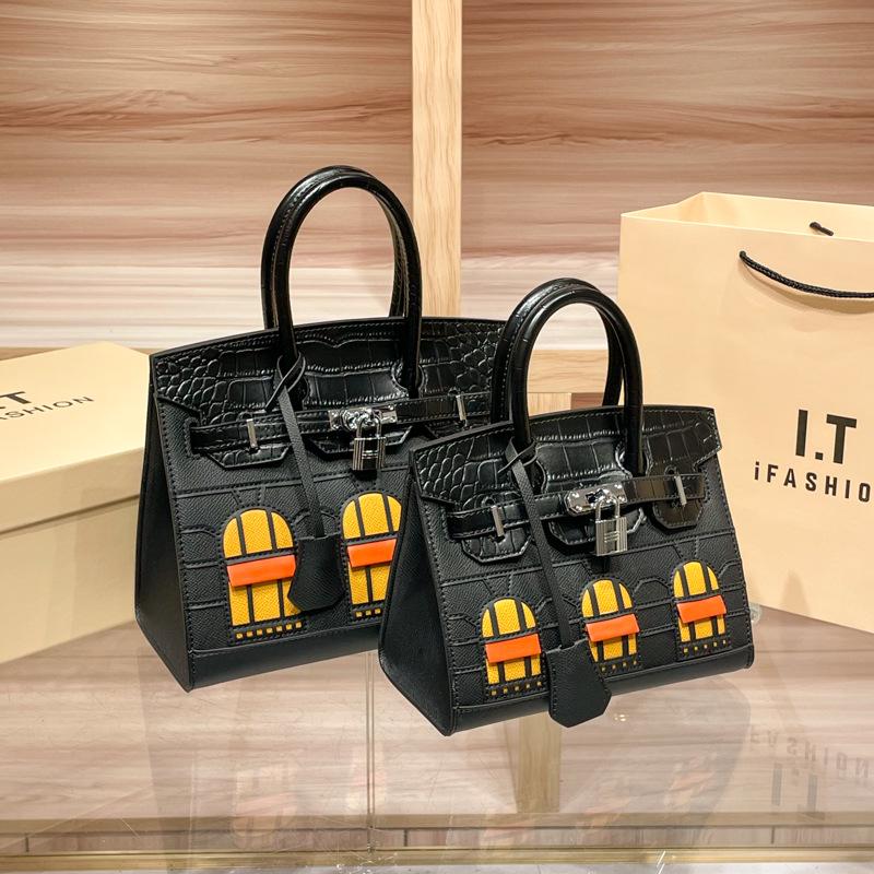 

Platinum Women s Crocodile Pattern Color Block Handbag - European & American Fashion