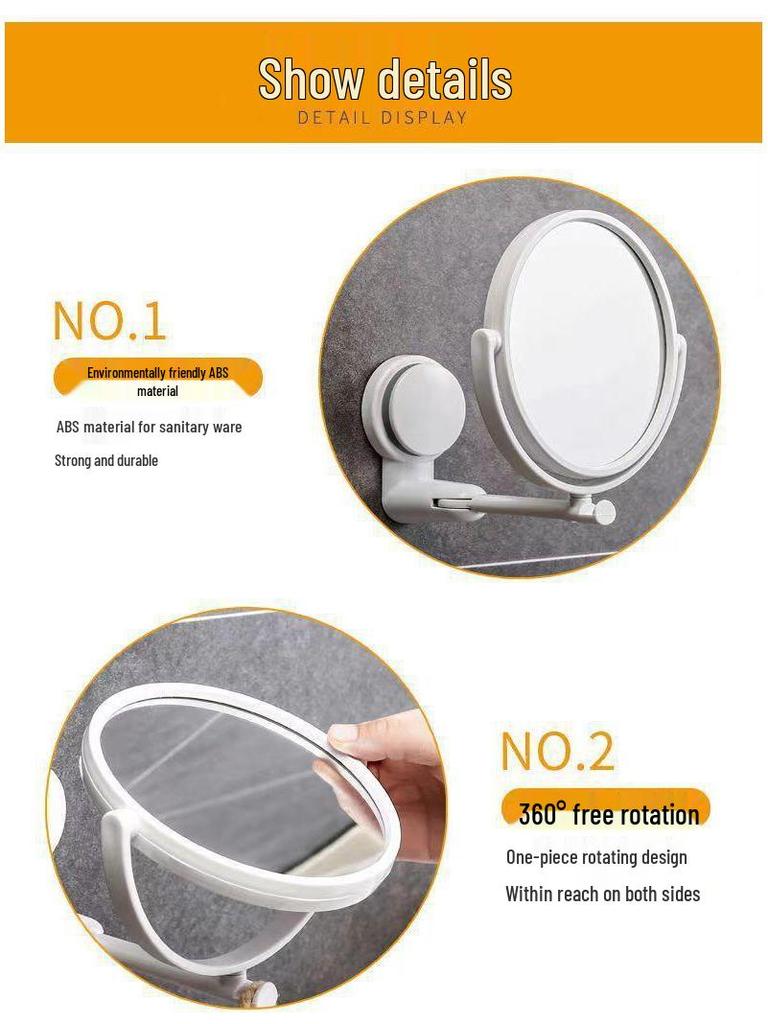 Wall-Mounted Folding Bathroom Vanity Mirror for Dorms