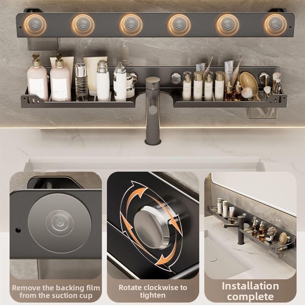 No-Drill U-Shaped Storage Rack Suction Cup Kitchen Floating Shelf Organizer Laundry Sink