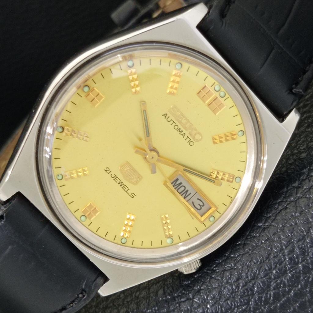 

ЯПОНИЯ ВИНТАЖ SEIKO 5 АВТОМАТИЧЕСКИЕ 7009A МУЖСКИЕ ЧАСЫ ЗОЛОТИСТОГО ЦВЕТА ЦИФЕРБЛАТ a702340-5 R124-a702340