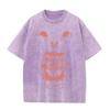 2026 Vintage Washed Black Demon Beast Face Graphic T Shirt Gothic Horror Print Oversized Casual Short Sleeve Tee