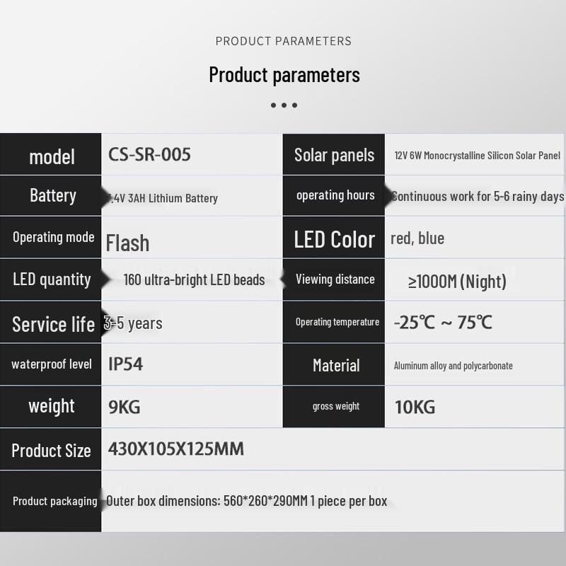 Solar-Powered Red and Blue Flashing Traffic Light for Intersections and Road Barriers
