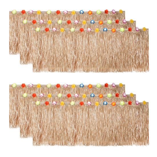 

6 шт. Гавайский баннер с бахромой, бахрома для стола из травы, юбка для стола с разноцветными