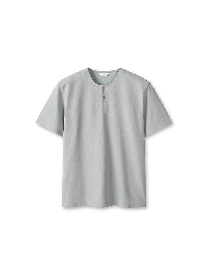 Top Ten Men S) Textured Henley Neck Short Sleeve T-Shirt_Msf2Ts1005 Bk/95