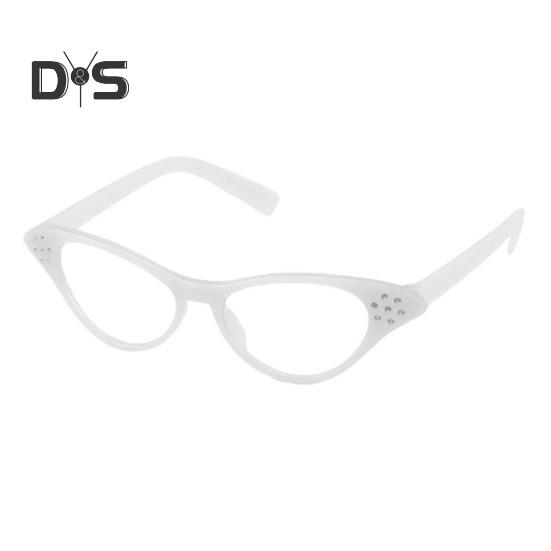 Unisex Glasses Retro Kitty Eye Frame Transparent Lens Clear View Strong Hinge Halloween Cosplay Glasses Parties Clubs Eyewear