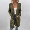 Fuzzy European & American Knitwear: Women's Long Cable Knit Button Cardigan, Autumn/Winter 2023 Edition.