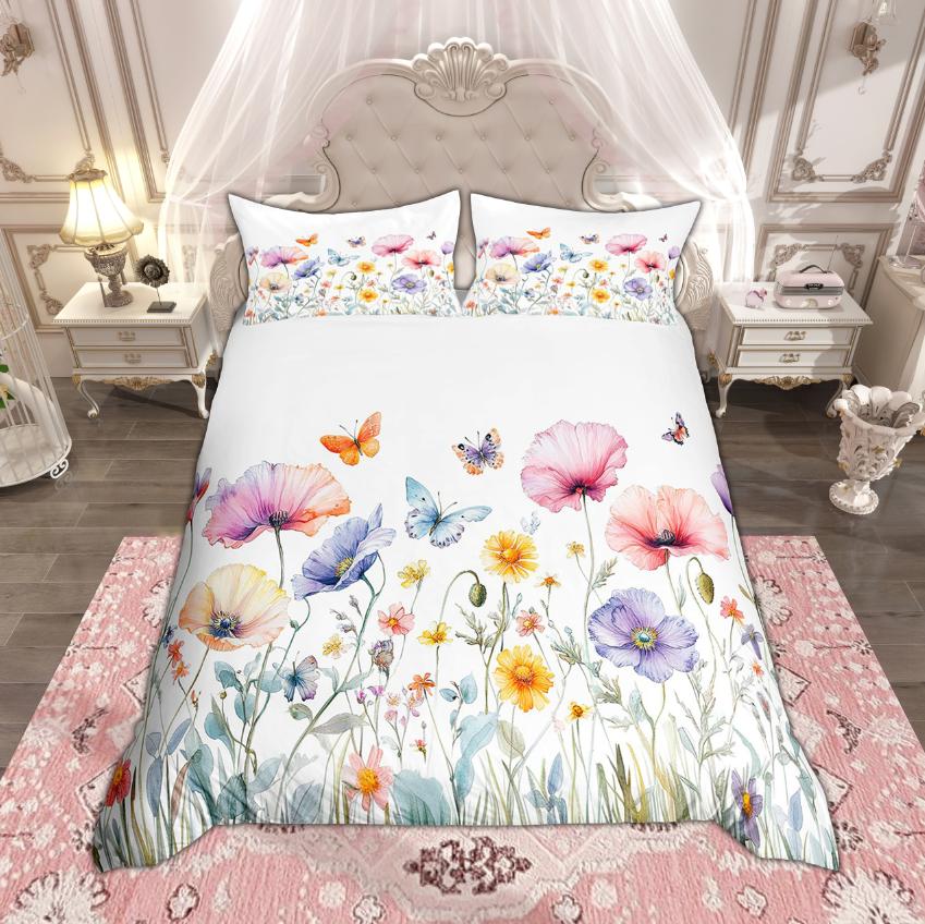 Comforter Homewish Chic Butterfly For Girls Flower Floral Bedding Set Animal Wildlife Set