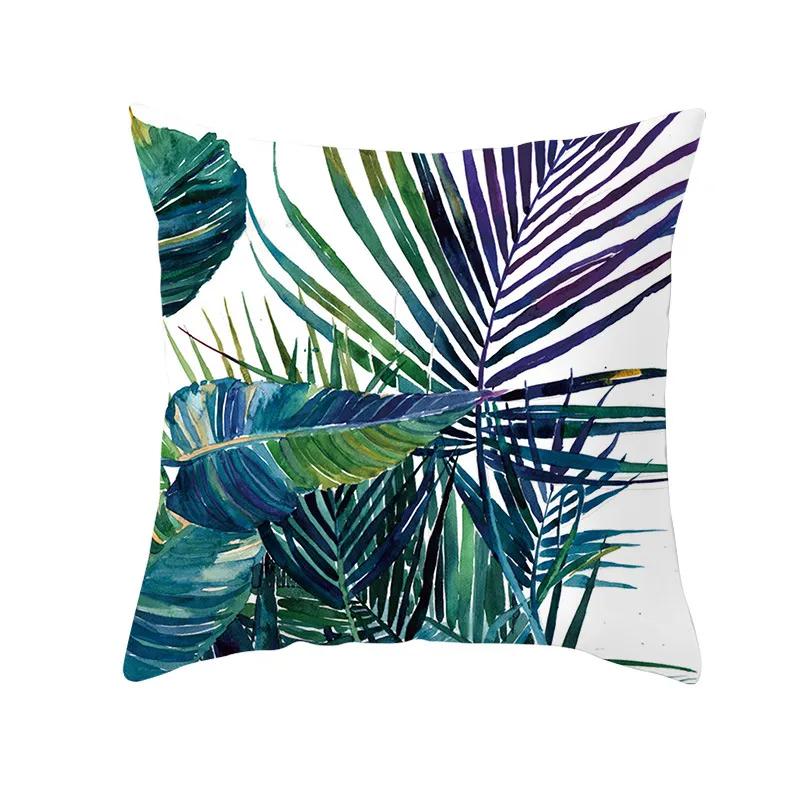 Tropical Pillow Cover Polyester Printed Leaf Cushion Case Sofa Home Decor xcm Bedroom Living Room Throw Pillowcase Gift