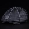 Leder Newsboy Cap Echtes Leder Herren Winter Warm Achteckige Kappe Braun Schwarz Outdoor Retro Männliche Leder Baskenmütze NZ124