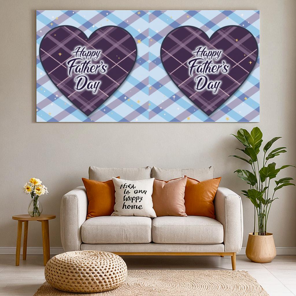 Plaid Pattern Gift Banner Father's Day Decoration Happy Father's Day Banner for  Holiday Celebration Home Decoration Family