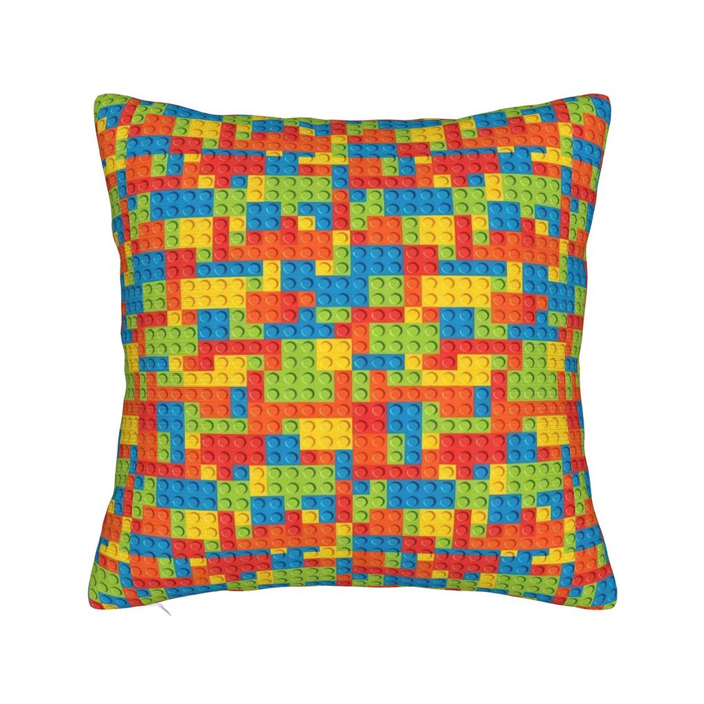 Classic Red Green Blue Yellow Building Blocks Bricks Pillow Case Comfy Pillow Cover Funny Pillowcases For Living Room Sofa