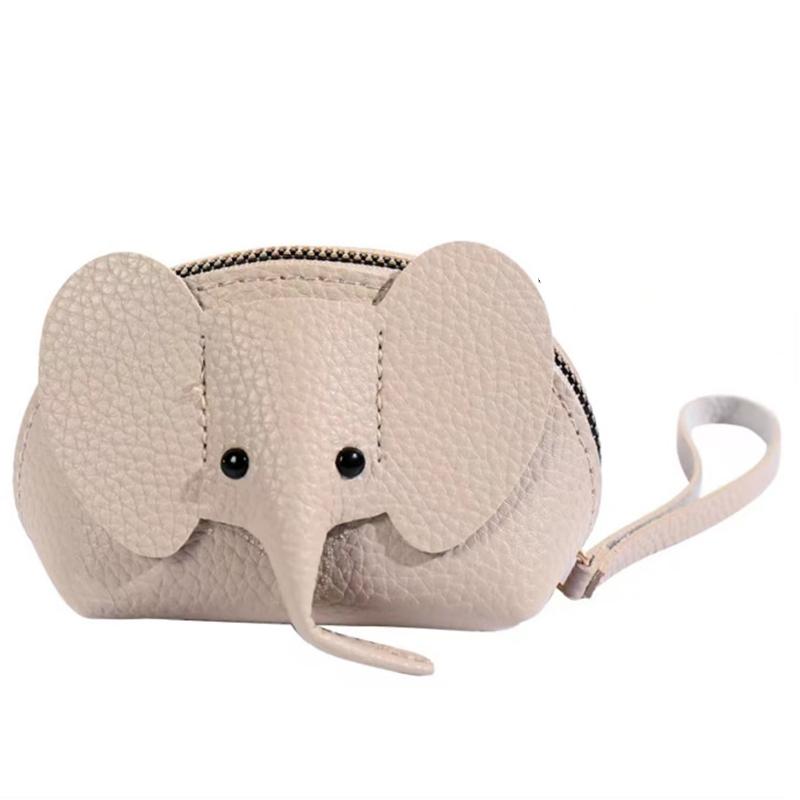 PU Leather Baby Elephant Coin Purse Women's Bag Pendant Creative Card Holder Storage Lipstick Envelope Zipper Money Bag