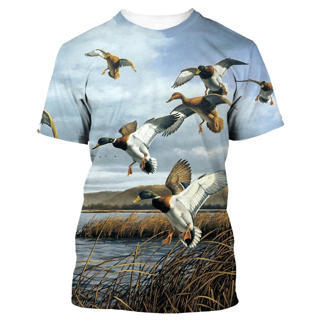 2025 Men's 3D Printed T-Shirt Summer New Fashion Hunting Wild Duck Couple Casual Short Sleeve T-Shirt Clothing