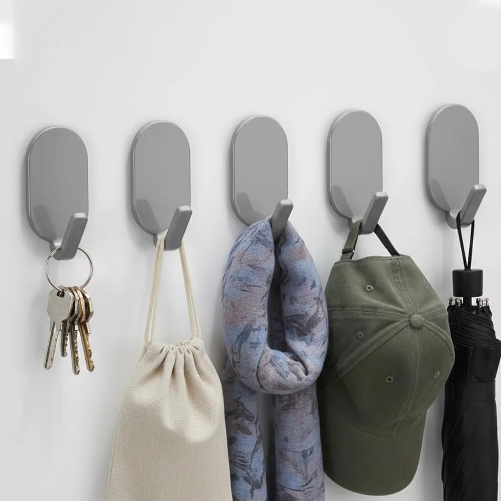 5-Pack Adhesive Hat Hooks for Wall - Minimalist Baseball Cap Organizer & Display Rack - No Drilling Sticky Hat Hangers for Door, Closet & Room Decor