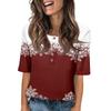 Women's Everyday Casual Mid-Sleeve Mid-Neckline Christmas Print Top