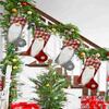 Xmas Stocking Polyester Cute Plaid Xmas Stocking with Hanging Loop for Party Family Gathering