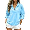 Women's Velvet Zip Up Long Sleeve Top Casual Color Shirt for Everyday Wear
