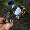 Natural Owyhee Opal Gemstone Handmade Copper Wire Wrap Cuff Bangle Adj. o4C27