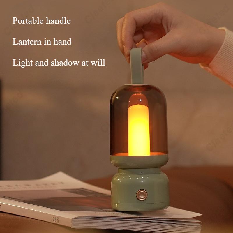 New Retro LED Portable Candlelight Nightlight Living Room Dining Room Bedroom Bedside Atmosphere Lighting Camping Portable Lamps