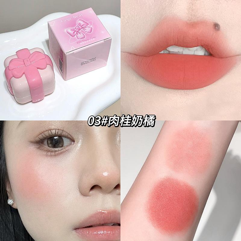 Gege Bear Velvet Matte Lip Cheek Multi Use Balm Korean Style Student Makeup