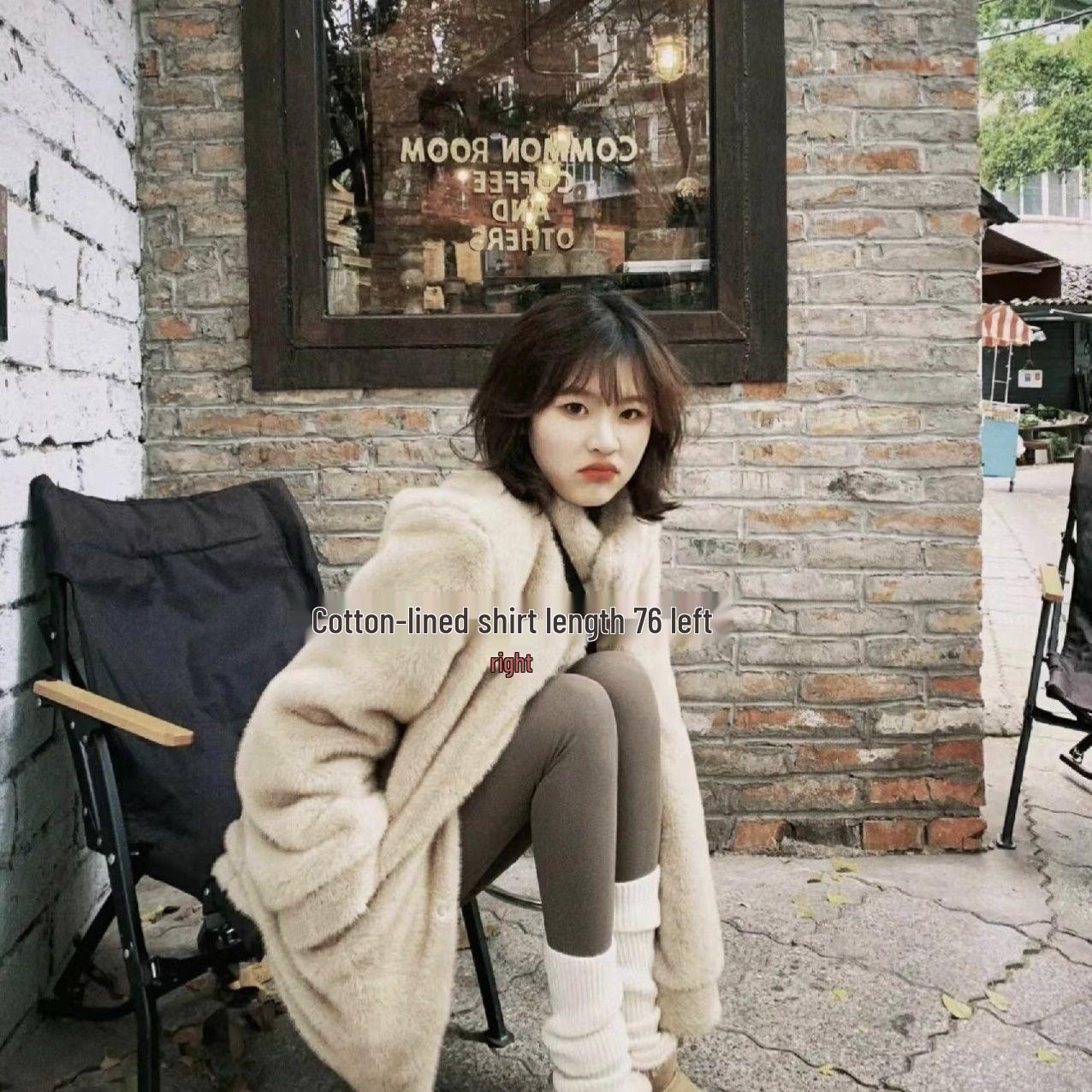 

Женское плюшевое пальто средней длины 2024: Норка и кроличий мех со стойкой M (50-60 kg)