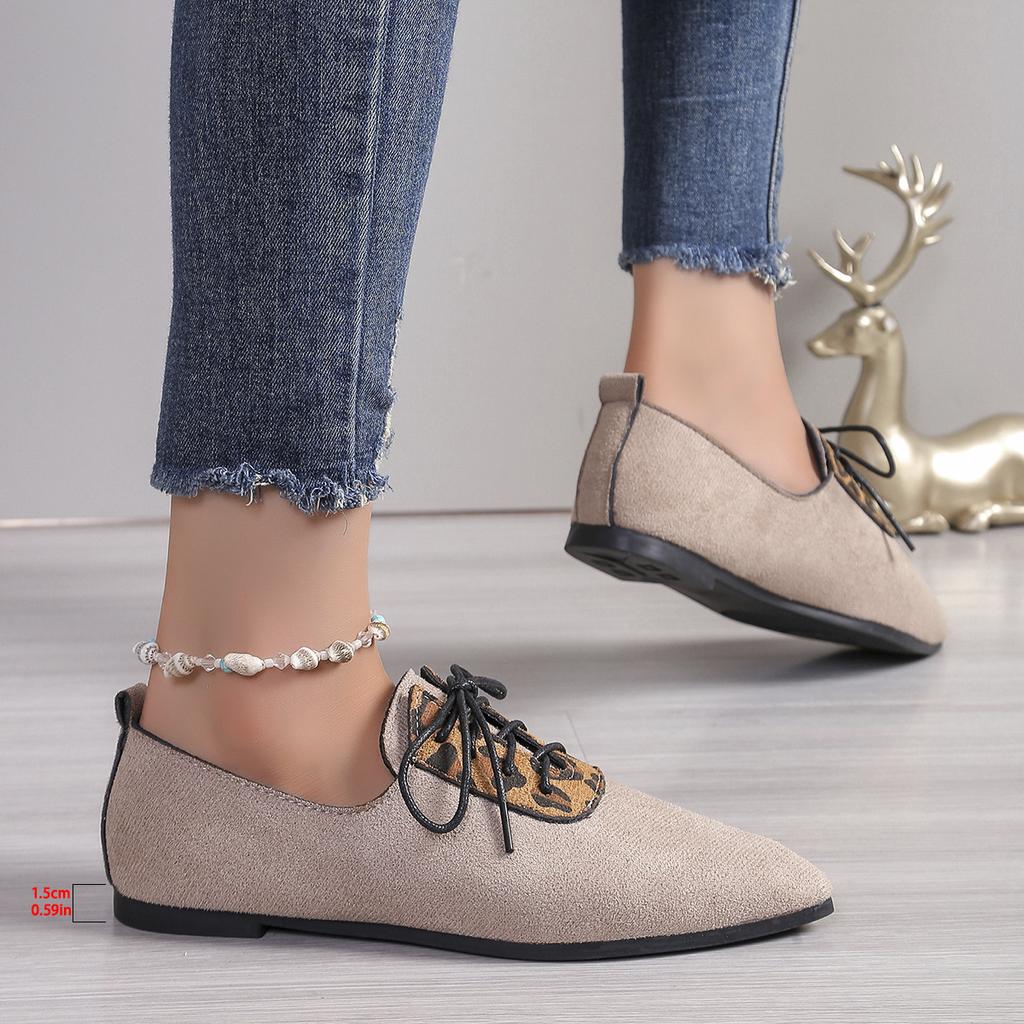Fashion Autumn New Pointed Toe Shallow Casual Shoes Women Flat Comfort Lace-up Shoes Breathable Anti-slip Sneaker Zapatos De Mujer