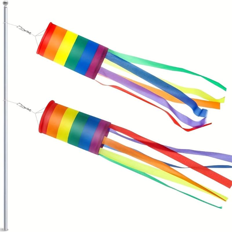 Rainbow Column Windsock Flag Fly Outdoor Hangings Colorful Garden Decorative Flag with Rainbow