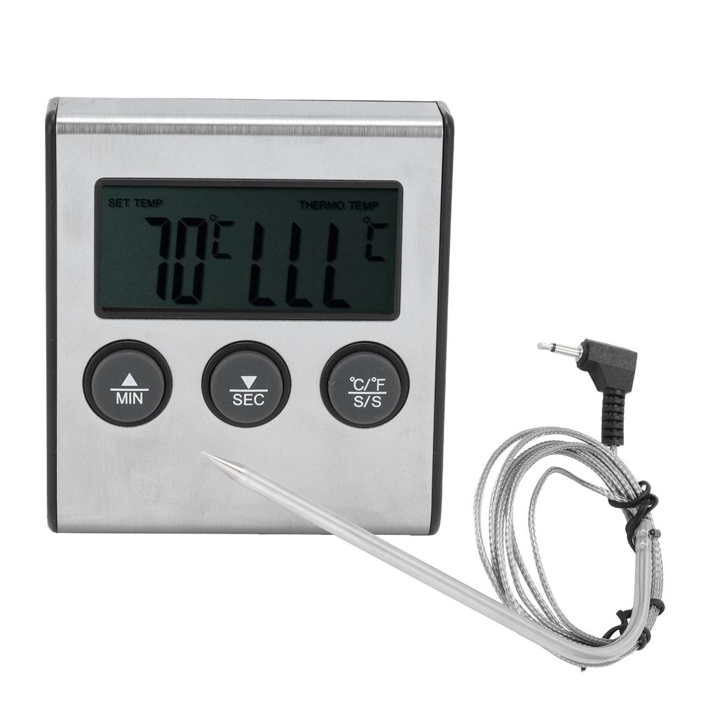 Termometru Digital pentru Carne, Metru pentru Temperatura Alimentelor cu Sondă Pliabilă, Cronometru, Alarmă pentru Bucătărie