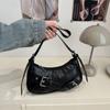 Y2K Belt Buckle Armpit Bag PU Leather Spicy Girls Handbag Vintage Y2k Shoulder Bags  Daily