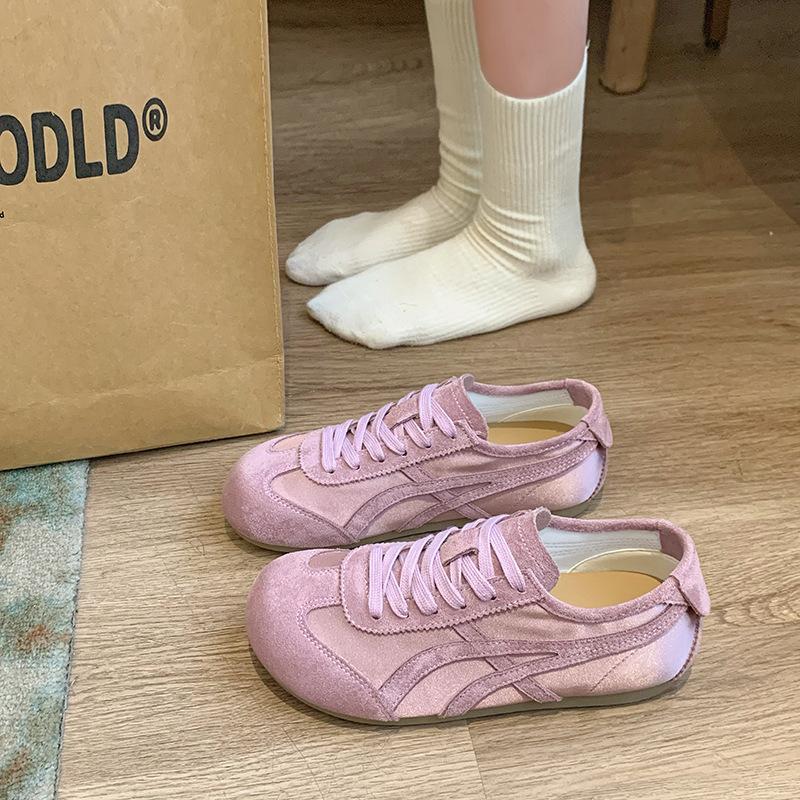 

2025 весна новые мягкие кожаные повседневные спортивные тренировочные кроссовки ретро модные универсальные легкие вафельные туфли Forrest Gump в наличии 40 розовый