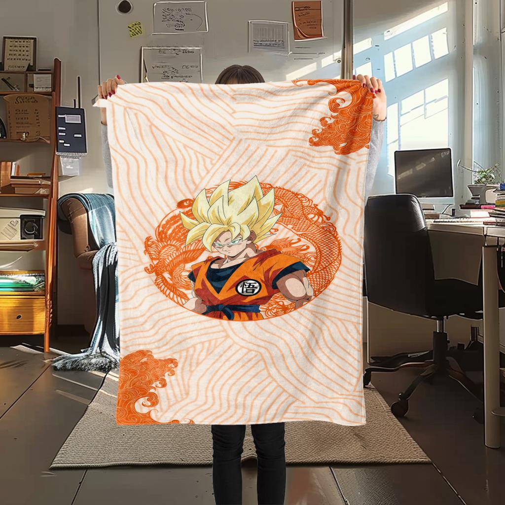 1PC Son Goku  Print Flannel Blanket, High quality All Seasons, Home Decor, Warmth and Comfort, Perfect for Christmas Gifts